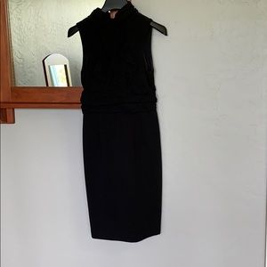 Adrianna Papell Black ruffle front cocktail dress